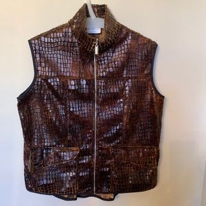 Robert Kitchen Faux Suede Alligator Vest, Brown XL